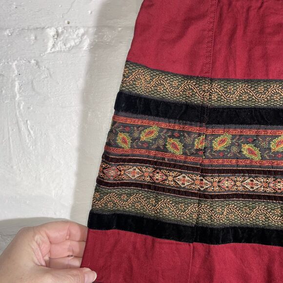 Vintage Harold’s Boho Ribbon Stripe Midi Skirt Size 4 100% Cotton Embroidered - Picture 4 of 11
